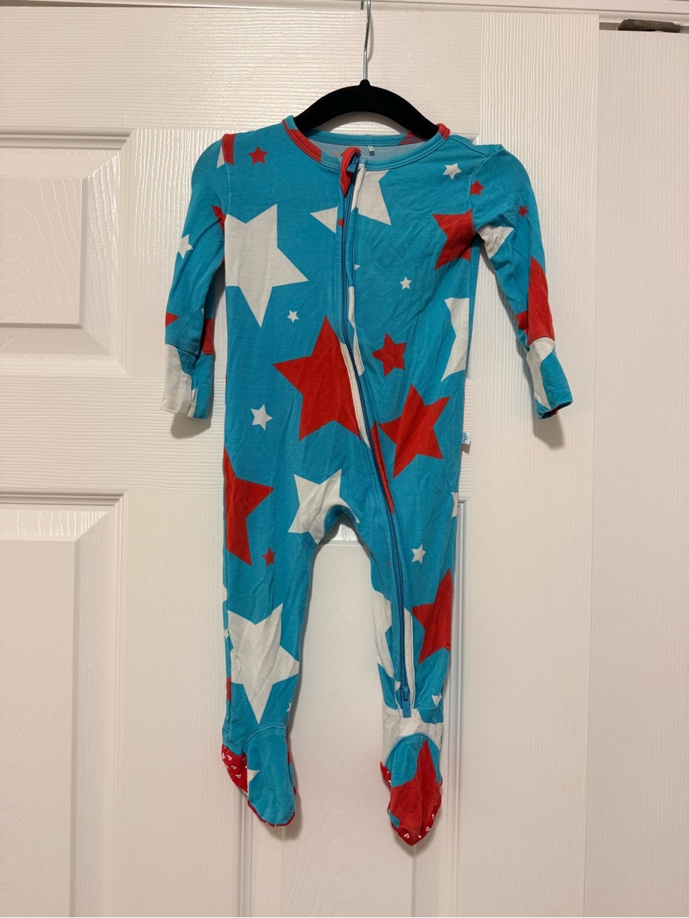 Posh Peanut Teal Footed One-Piece with Red and White Stars